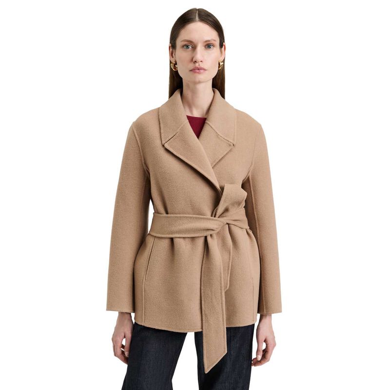 Veronika Maine Double Faced Wool Belted Short Coat image number 0